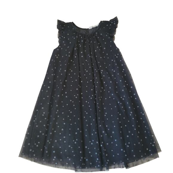 H&M Black Silver Star Print Tulle Dress - Picture 1 of 8